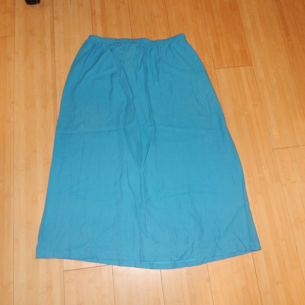 Leslie Fay Plus Size 18 Blue Maxi Skirt Pencil Casual Work Vintage 90s